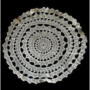 Handmade 22" Diameter Crocheted Cotton Doily